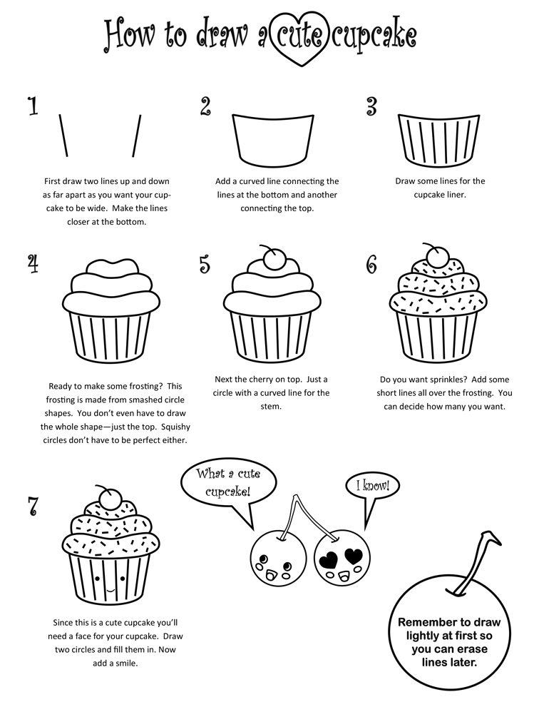 How to draw a cupcake