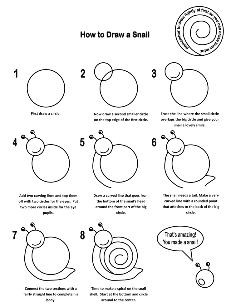 How to draw a snail