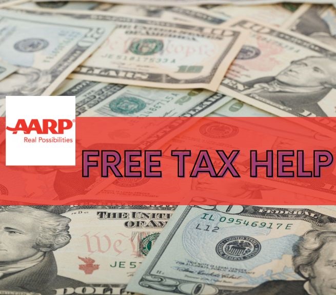 Graphic that reads AARP tax help