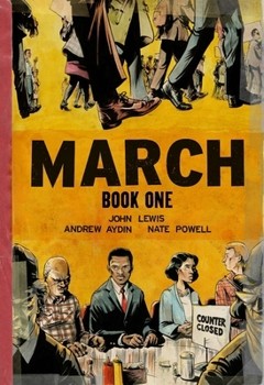 Book cover of March by John Lewis and Andrew Aydin; illustrated by Nate Powell